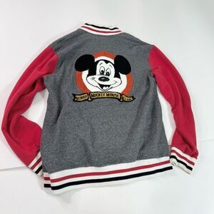 Disney Jacket Unisex Adult Medium Gray Red Mickey Mouse Club Varsity Snap Button